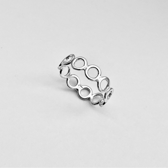 Sterling Silver Thin Small Eternity Open Circle Band, Halo Ring, Silver Rings - Picture 9 of 12
